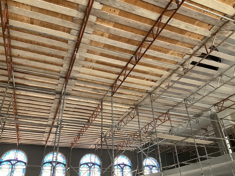 Ceiling prep for Trinity Presbyterian remodel