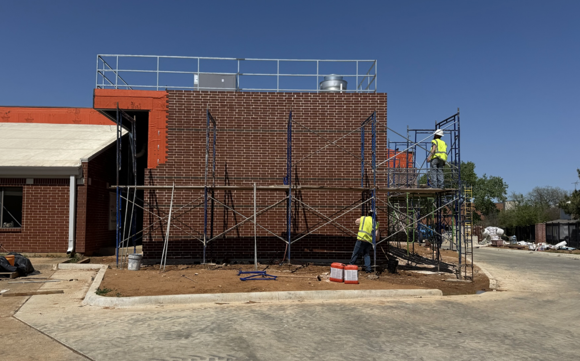 Exterior view of brick installation at Emmanuel Chin Baptist Church in Lewisville