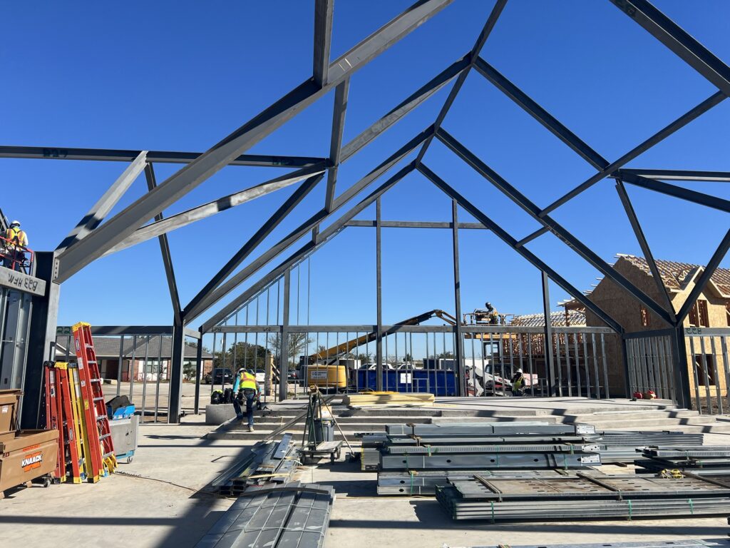 View of steel framing at Holy Family Retreat Center in Fort Worth