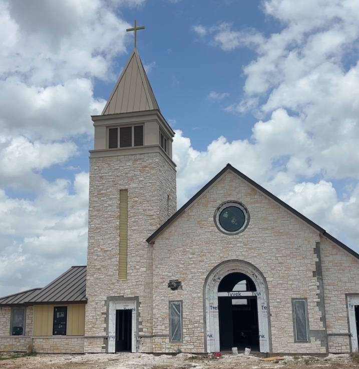 Exterior view of Holy Family Church in Fort Worth, Texas