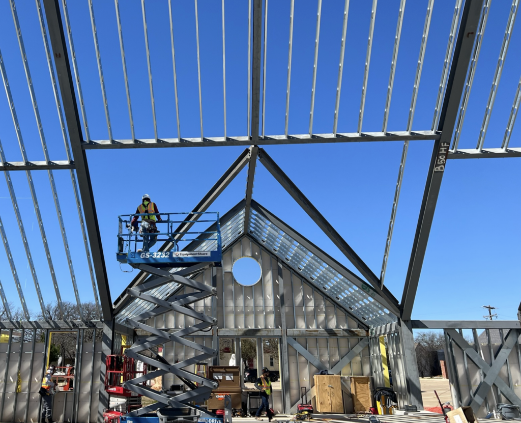 Roof framing at Holy Family Church in Fort Worth