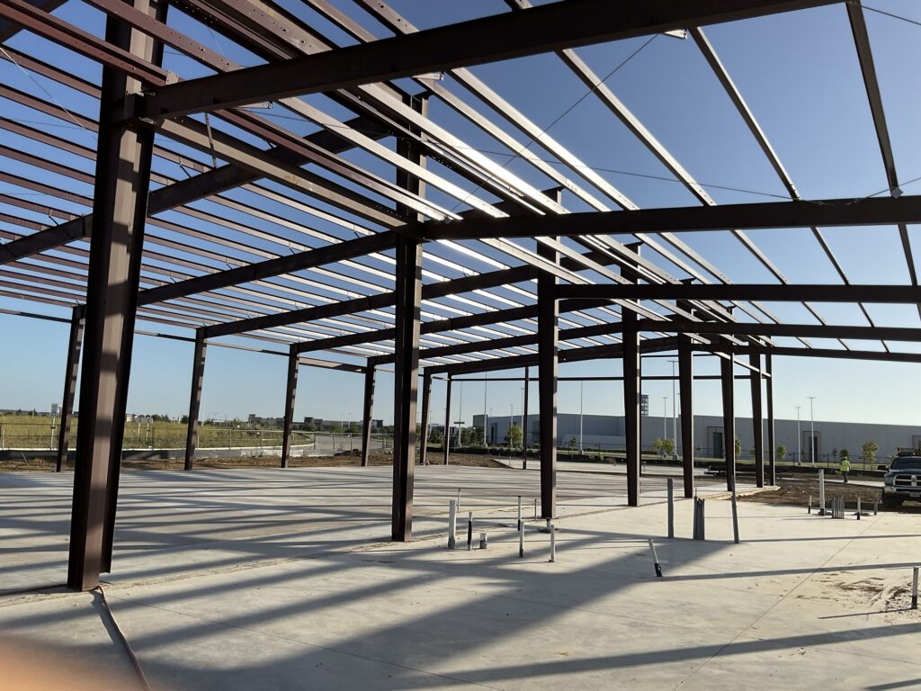 Exterior view of structural steel for City Pickle USA in Fort Worth, Texas