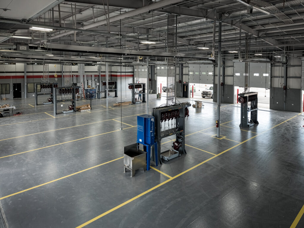 Interior view of Ryder truck maintenance facility