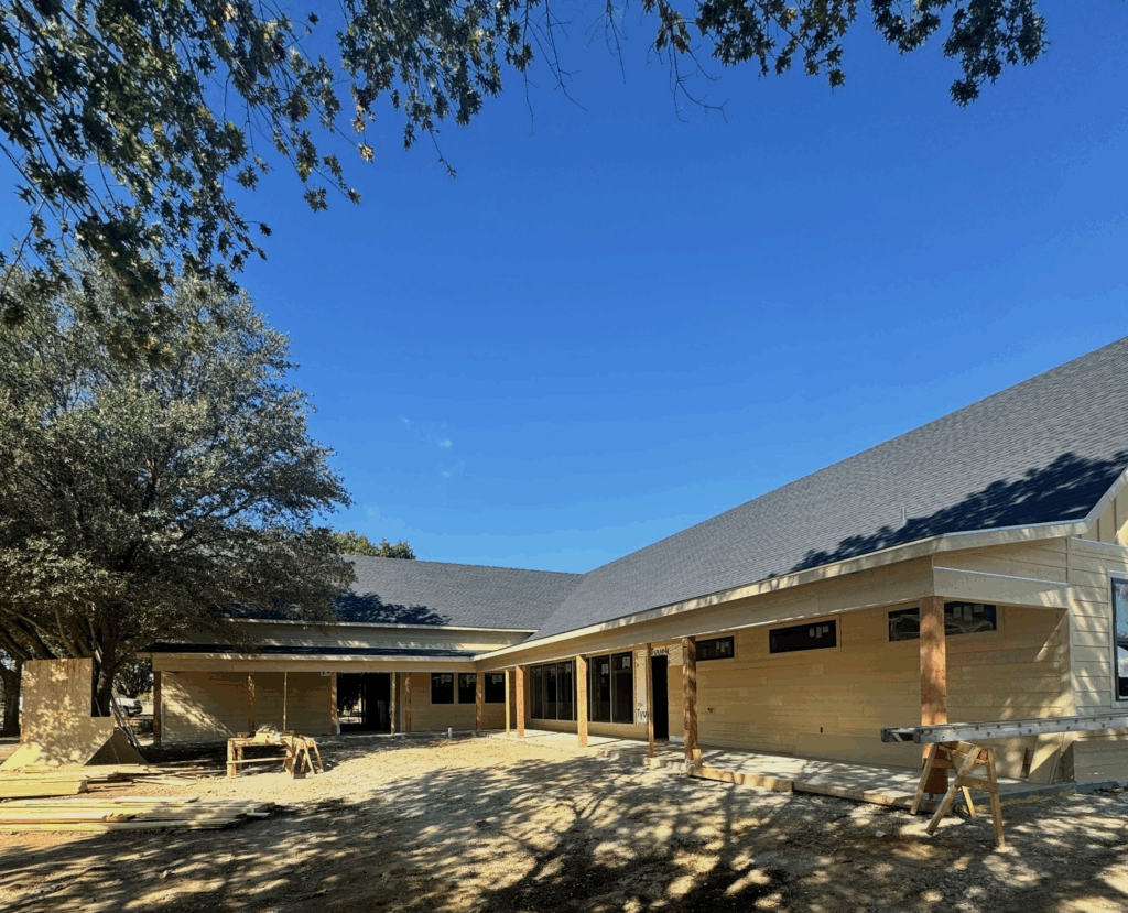 Photos by Fort Construction in Fort Worth, Texas. Exterior image of the Serenity View Retirement and Assisted Living facility.