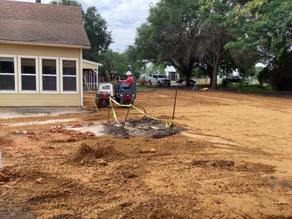 Excavating exterior grounds of Serenity View Assisted Living and Retirement facility in Fort Worth
